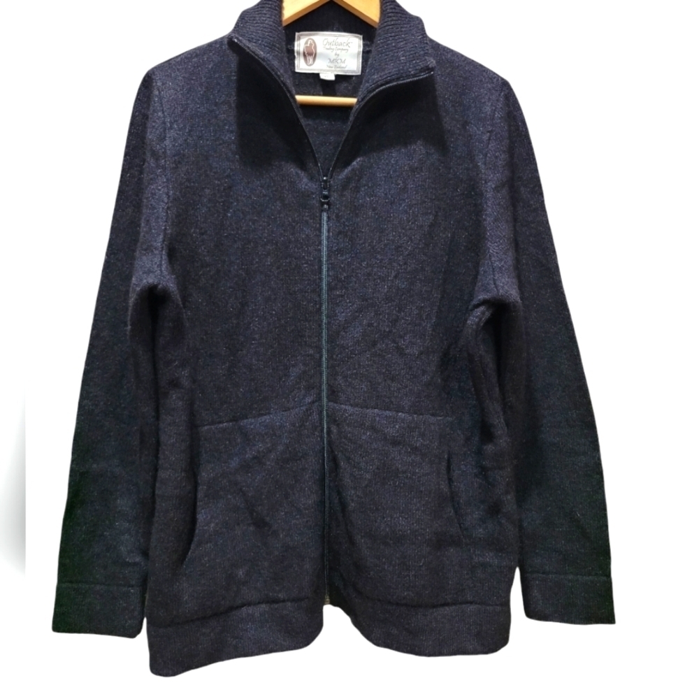 Sz XL Wool Blend Zip-Up Long Sleeve Sweater Cardigan EUC